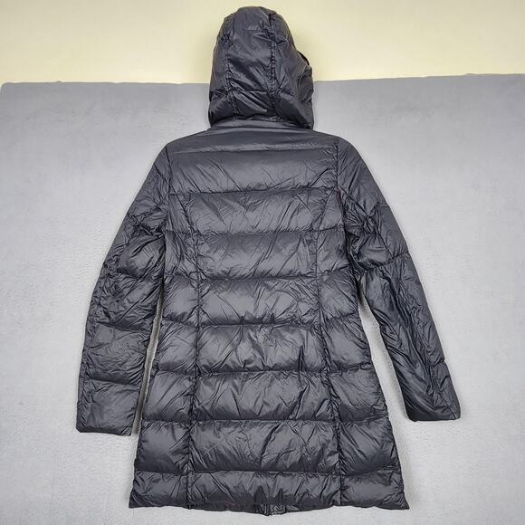 Tommy Hilfiger Puffer Coat Womens XS Black Hooded Long Down Jacket Packable - Picture 2 of 15